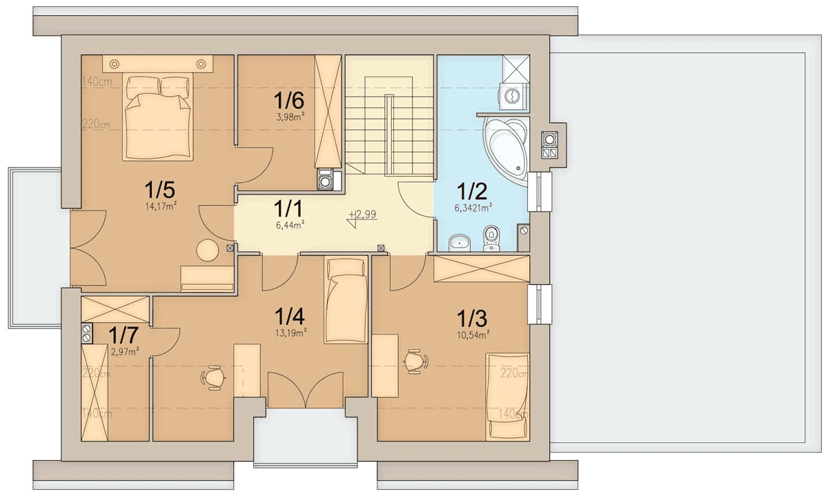 Rzut poddasza domu jednorodzinnego Tofi 4 modern s2