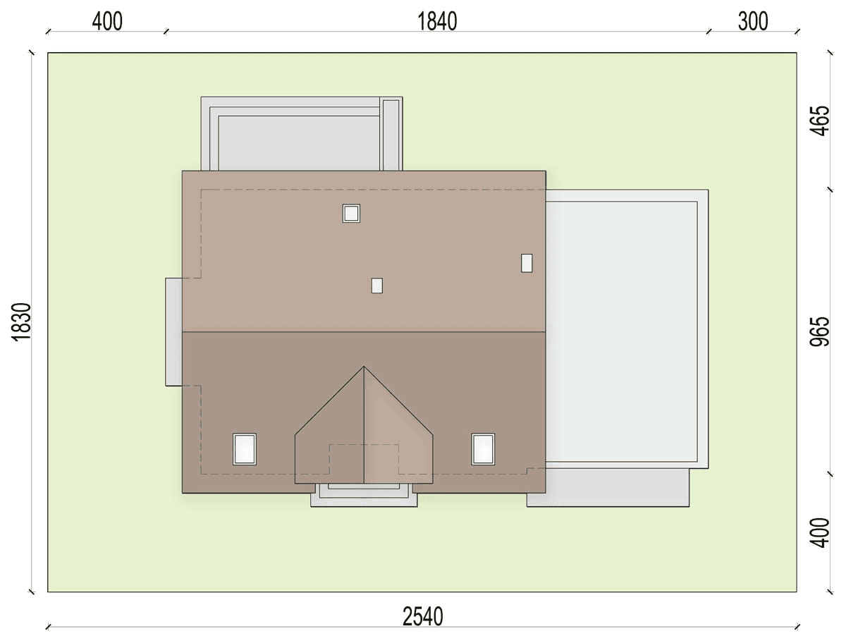 Rzut usytuowania domu jednorodzinnego Tofi 4 modern s2 na działce