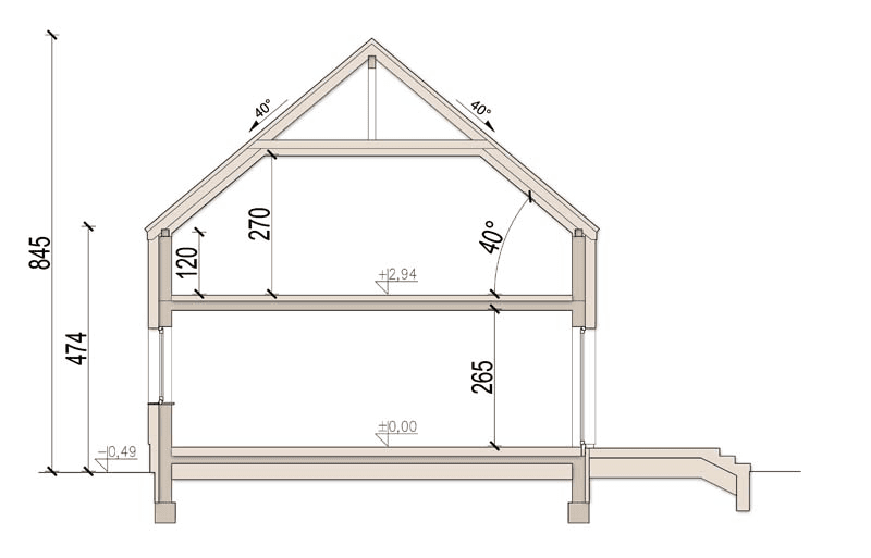 Przekrój domu jednorodzinnego Unica