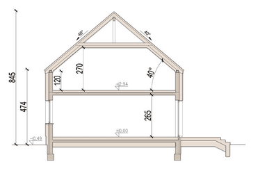 Przekrój domu jednorodzinnego Unica