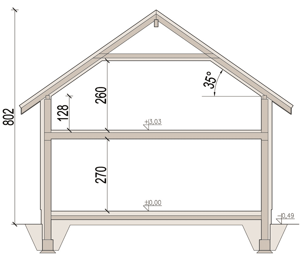 Przekrój domu jednorodzinnego Wanilia