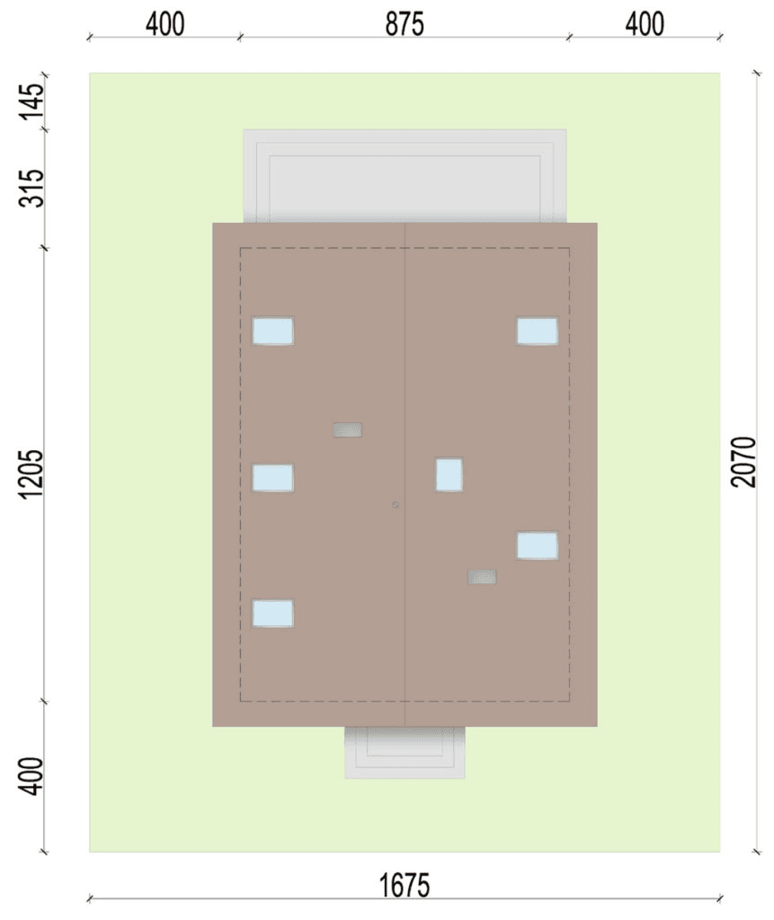 Rzut usytuowania domu jednorodzinnego Wanilia na działce