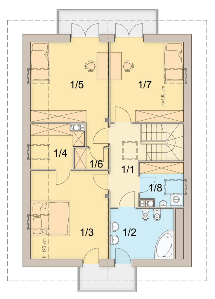 Rzut poddasza domu jednorodzinnego Wanilia