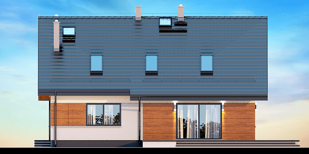 Elewacja od strony ogrodu domu jednorodzinnego Darlena