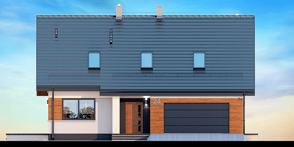 Elewcja frontowa domu jednorodzinnego Darlena