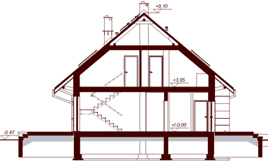 Przekrój projektu domu Darlena