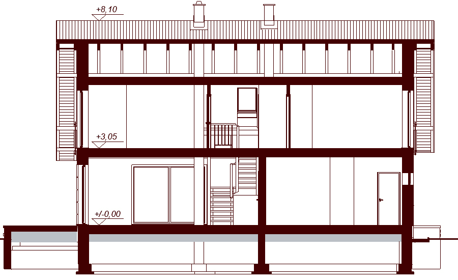 Przekrój projektu domu Darlena