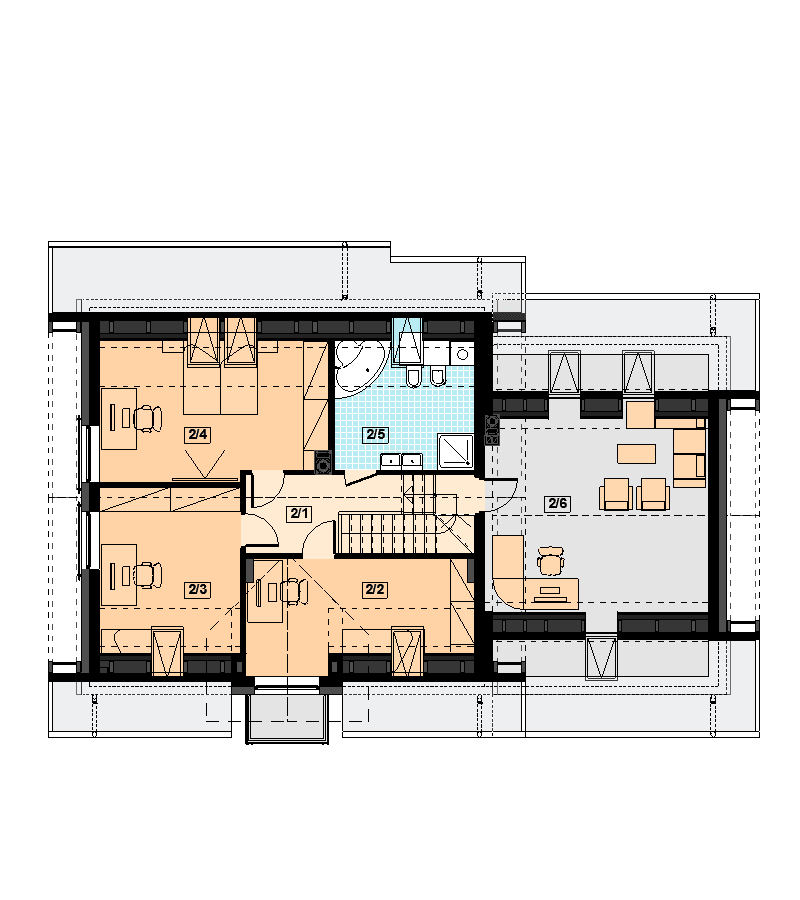 Rzut poddasza domu jednorodzinneg Alandra 2M