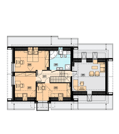 Rzut poddasza domu jednorodzinneg Alandra 2M