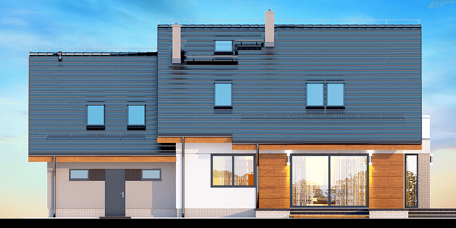 Elewacja ogrodowa domu jednorodzinnego Alandra 2M z wykuszem