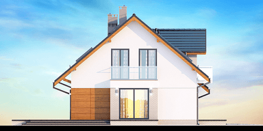 Elewacja boczna domu jednorodzinnego Alandra 2M z wykuszem