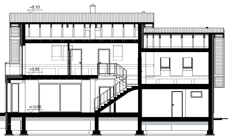Elewacja boczna domu jednorodzinnego Alandra 2M z wykuszem