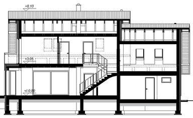 Elewacja boczna domu jednorodzinnego Alandra 2M z wykuszem