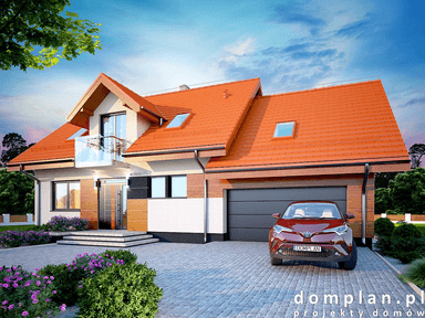 Wizualizacja domu jednorodzinnego Alandra 2M z wykuszem