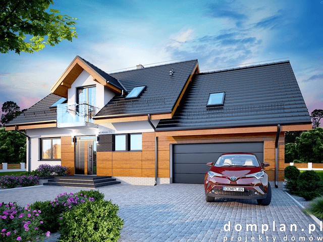 Wizualizacja domu jednorodzinnego Alandra 2M z wykuszem