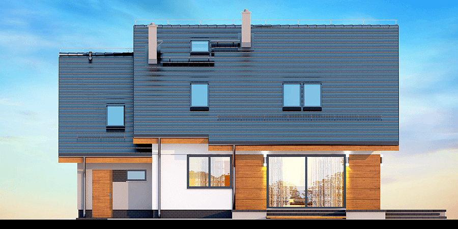 Elewacja ogrodowa domu jednorodzinnego Alandra