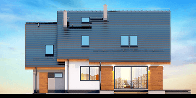 Elewacja ogrodowa domu jednorodzinnego Alandra