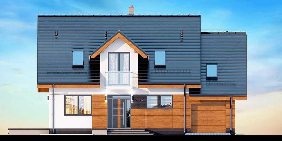 Elewacja frontowa domu jednorodzinnego Alandra