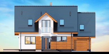 Elewacja frontowa domu jednorodzinnego Alandra