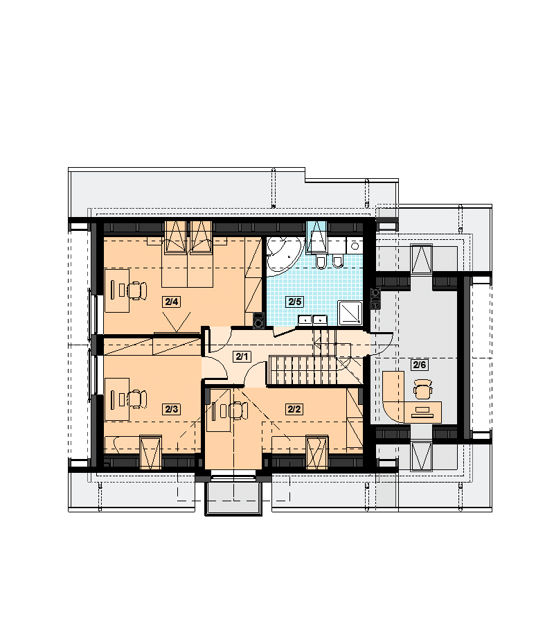 Rzut poddasza domu jednorodzinnego Alandra