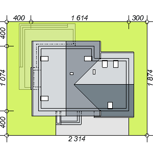 Usytuowanie domu  Alion 2M z wykuszem na działce