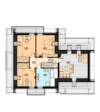 Rzut poddasza domu jednorodzinnego Alion 2M z wykuszem