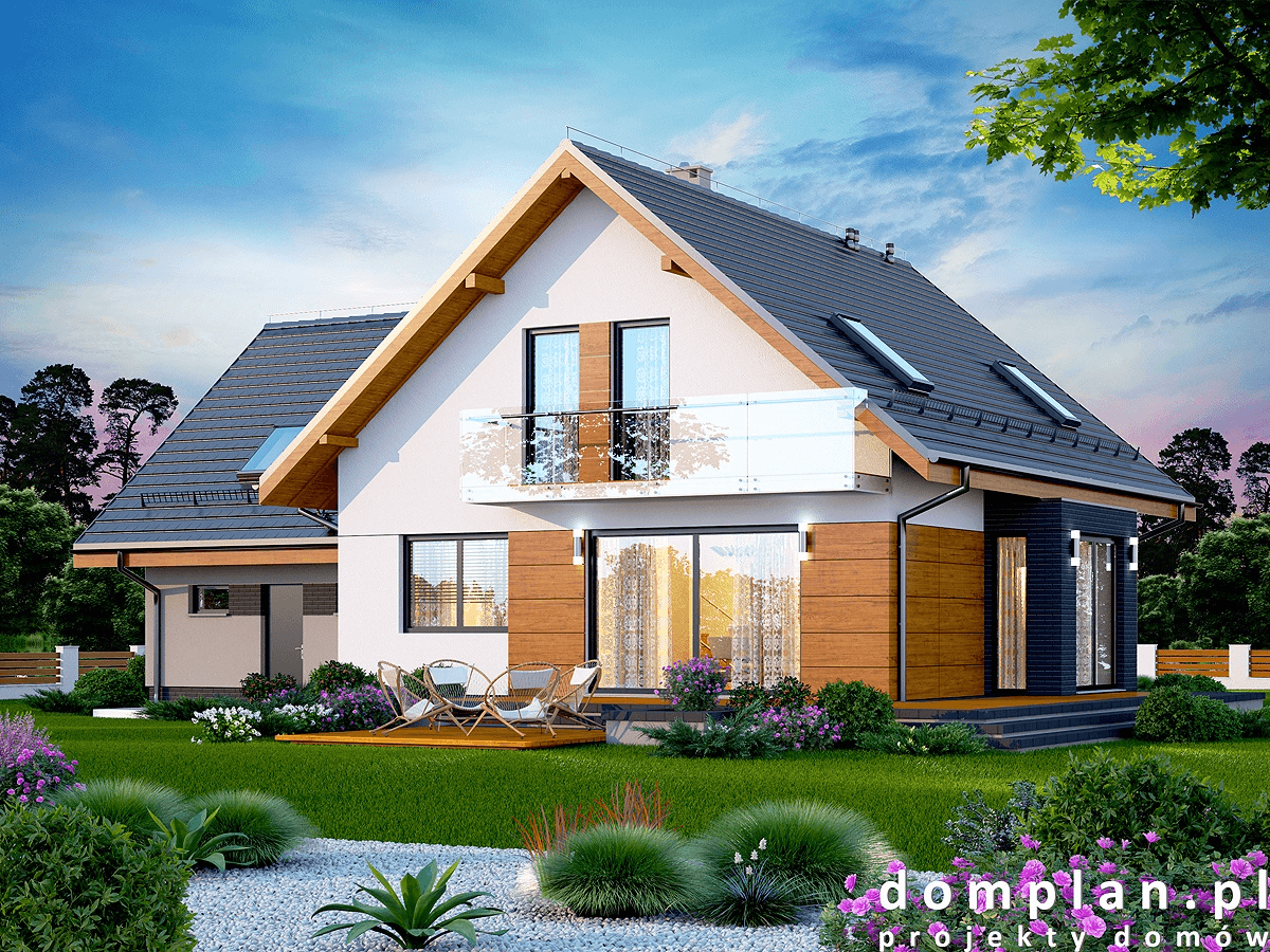 Wizualizacja domu jednorodzinnego Alion 2M z wykuszem