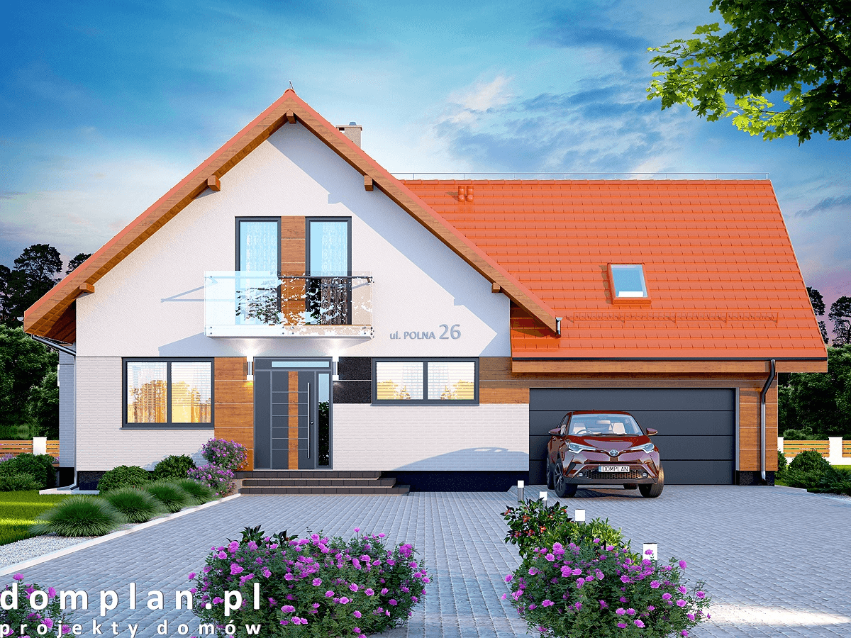 Wizualizacja domu jednorodzinnego Alion 2M z wykuszem