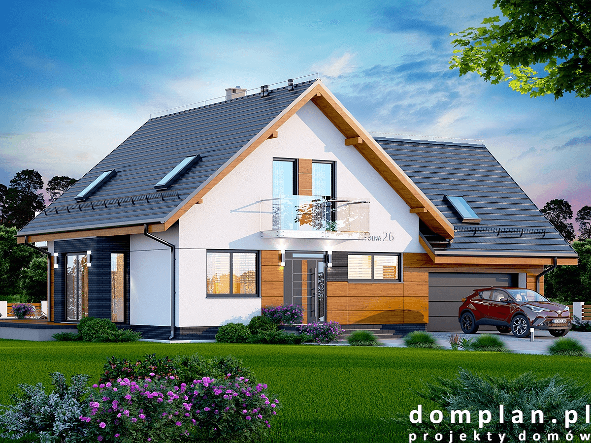 Wizualizacja domu jednorodzinnego Alion 2M z wykuszem