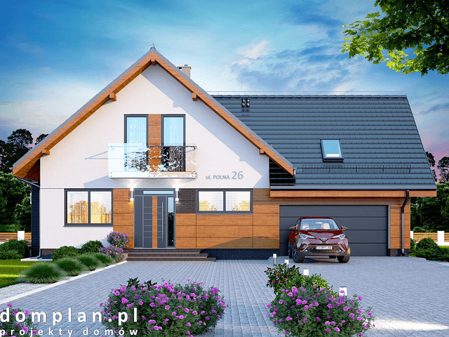 Wizualizacja domu jednorodzinnego Alion 2M z wykuszem