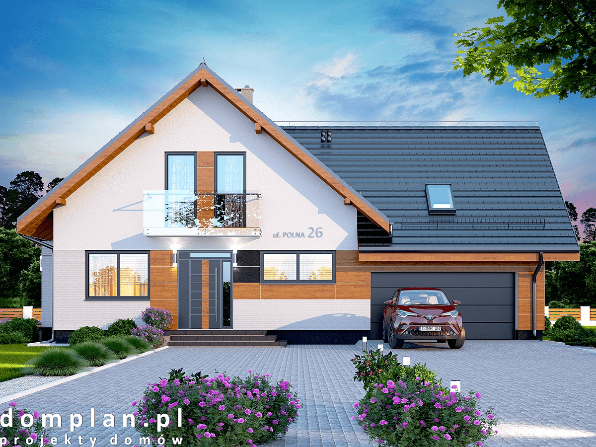 Wizualizacja domu jednorodzinnego Alion 2M z wykuszem
