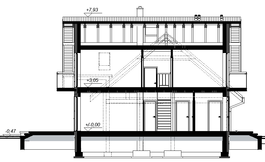 Przekrój projektu domu Alion