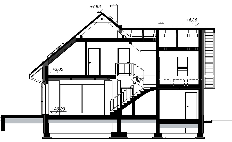 Przekrój projektu domu Alion