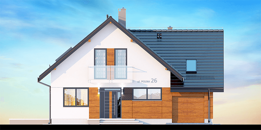 Elewacja frontowa domu jednorodzinnego Alion