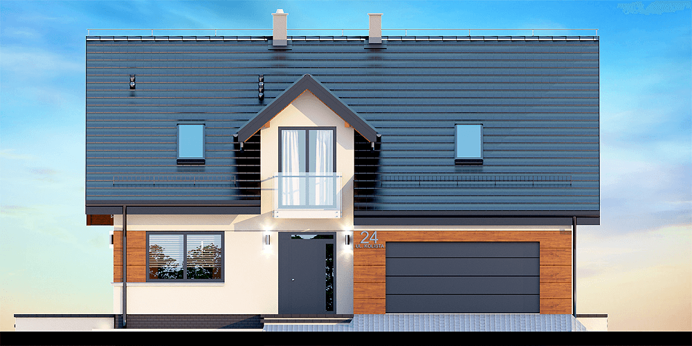 Elewacja frontowa domu jednorodzinnego Amorina