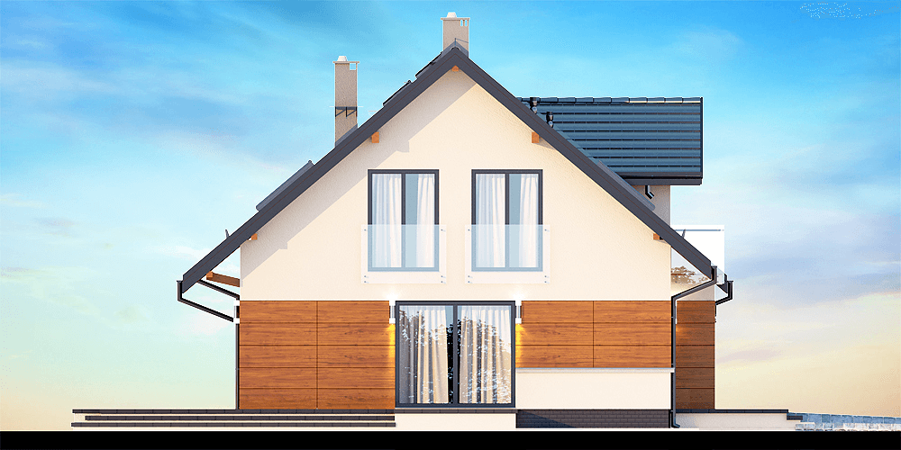 Elewacja boczna domu jednorodzinnego Amorina