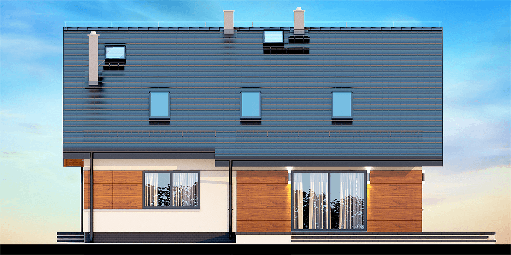 Elewacja ogrodowa dom jednorodzinnego Amorina