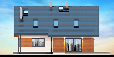 Elewacja ogrodowa dom jednorodzinnego Amorina