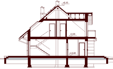 Przekrój projektu domu Amorina
