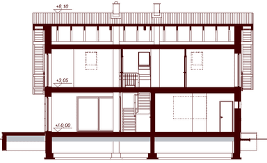 Przekrój projektu domu Amorina