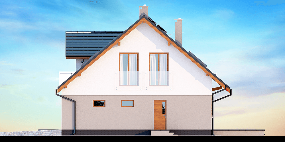 Elewacja boczna domu Amorina z wykuszem