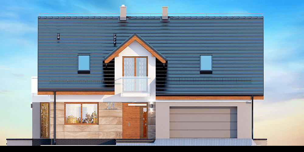 Elewacja frontowa domu Amorina z wykuszem