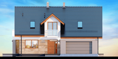 Elewacja frontowa domu Amorina z wykuszem