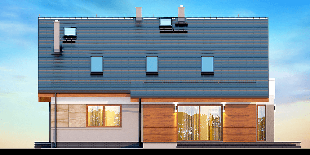 Elewacja ogrodowa domu Amorina z wykuszem