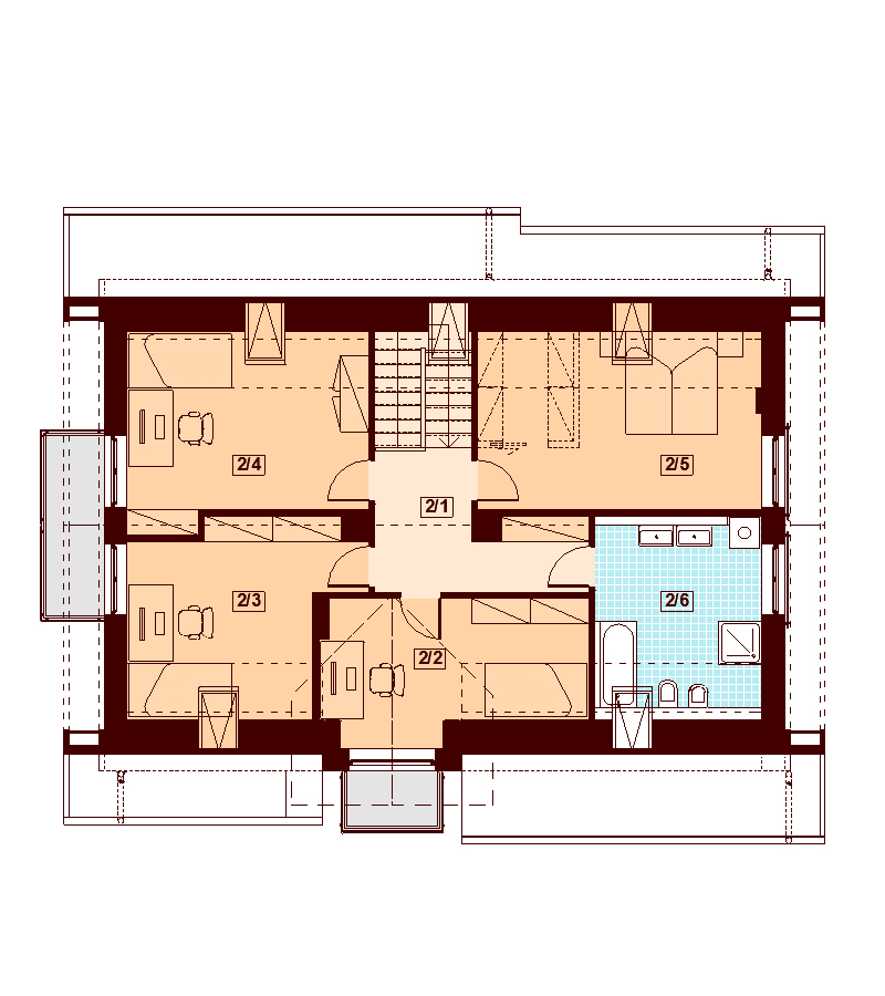 Rzut poddasza domu jednorodzinnego Amorina z wykuszem