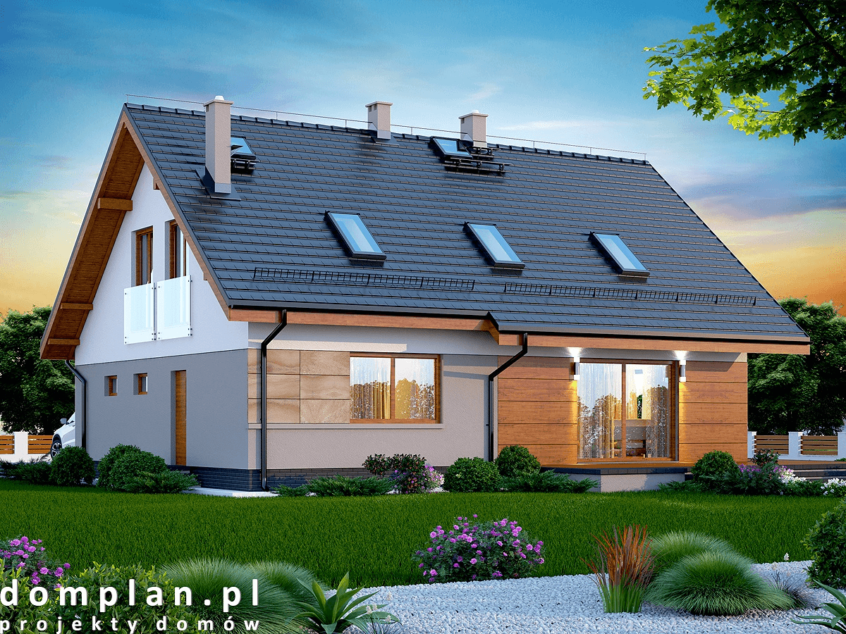 Wizualizacja domu jednorodzinnego Amorina z wykuszem