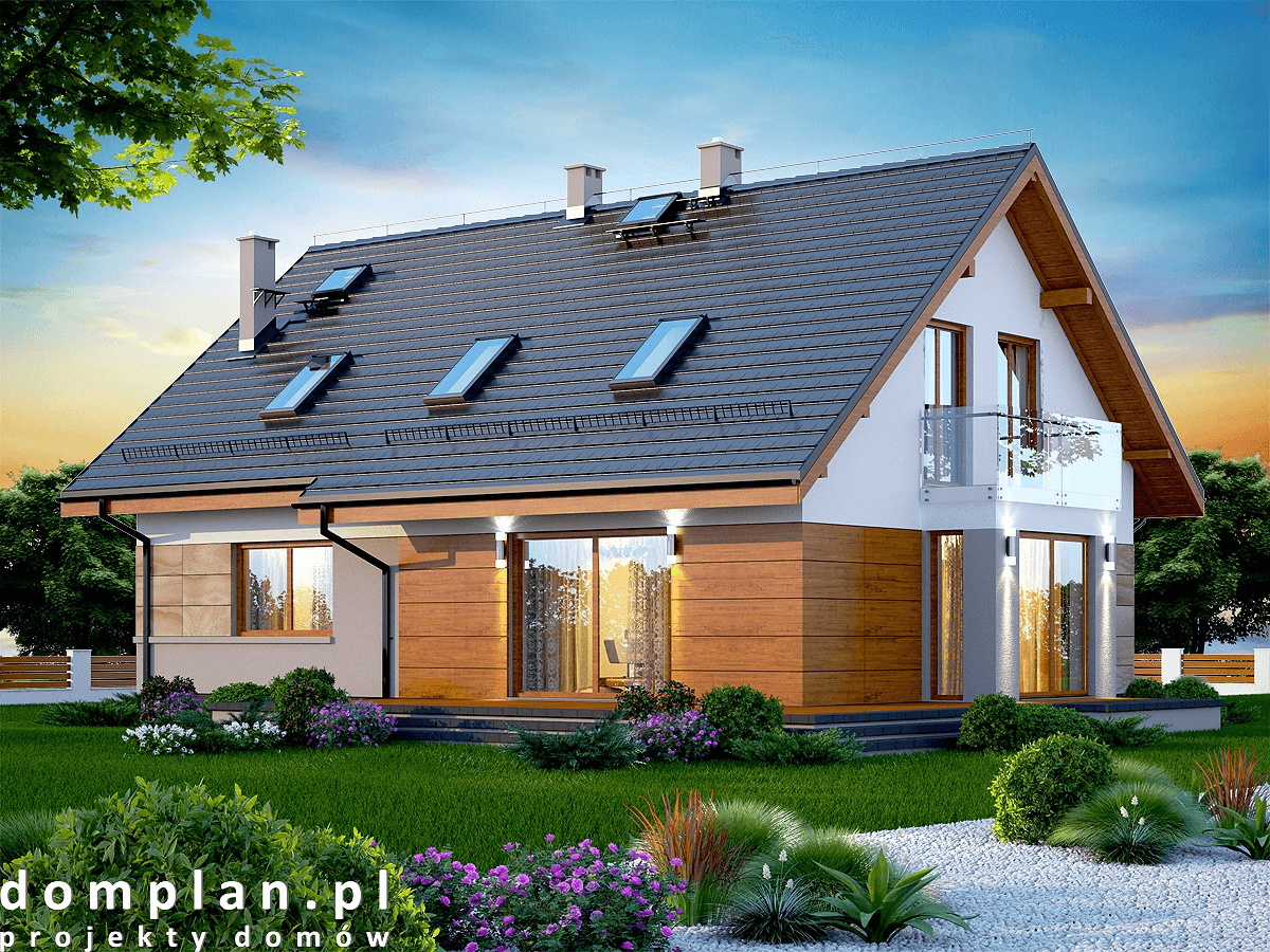 Wizualizacja domu jednorodzinnego Amorina z wykuszem