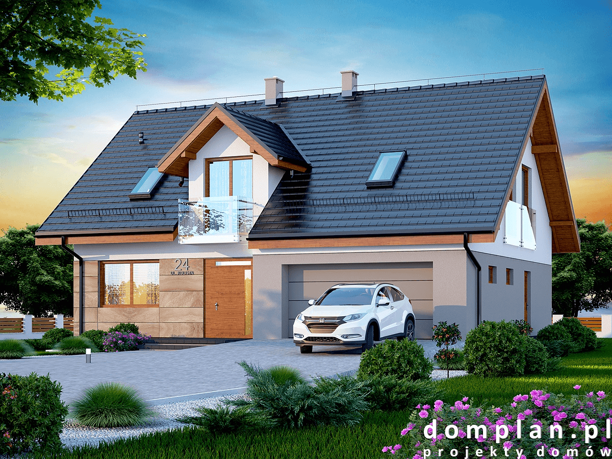 Wizualizacja domu jednorodzinnego Amorina z wykuszem