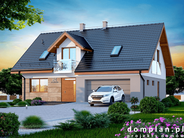 Wizualizacja domu jednorodzinnego Amorina z wykuszem