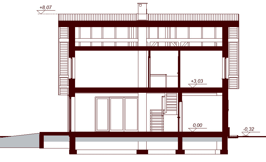 Przekrój projektu domu Armanda